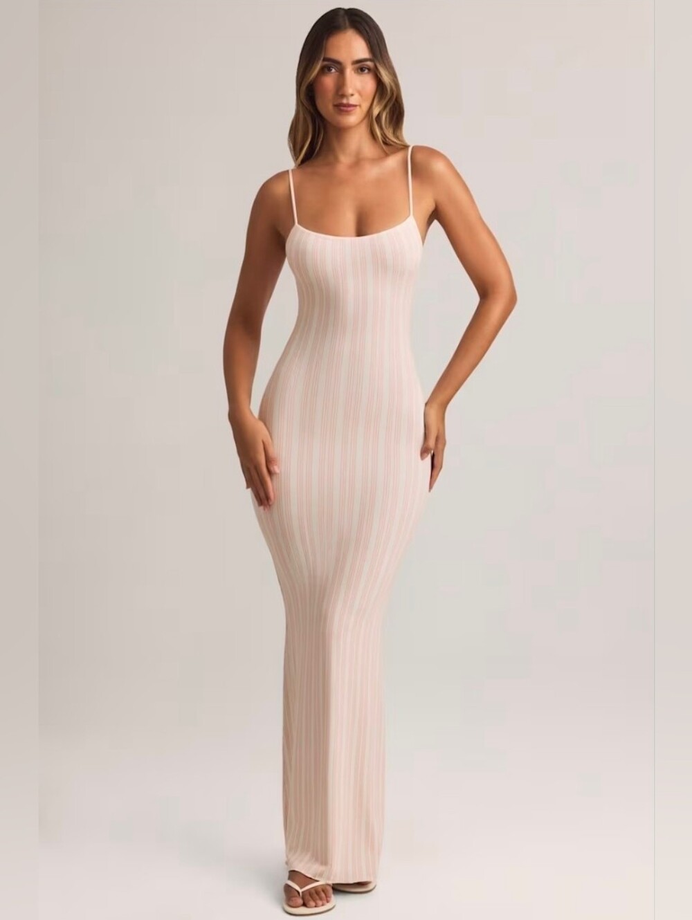 Salma Modal Scoop-Neck Strappy Maxi Dress in Stripe Print